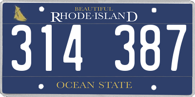 RI license plate 314387