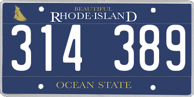 RI license plate 314389