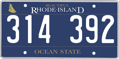 RI license plate 314392