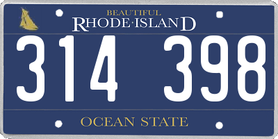 RI license plate 314398