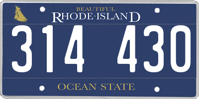 RI license plate 314430