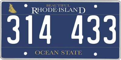 RI license plate 314433