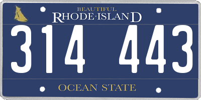 RI license plate 314443
