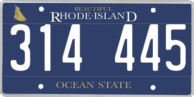 RI license plate 314445
