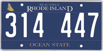 RI license plate 314447