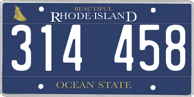 RI license plate 314458