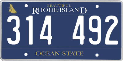RI license plate 314492