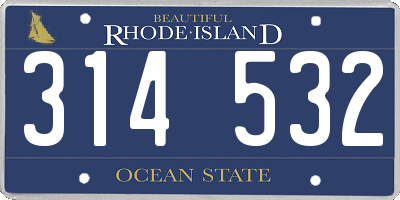 RI license plate 314532