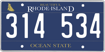 RI license plate 314534