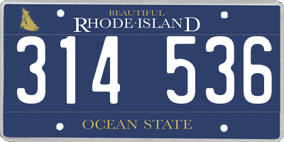RI license plate 314536