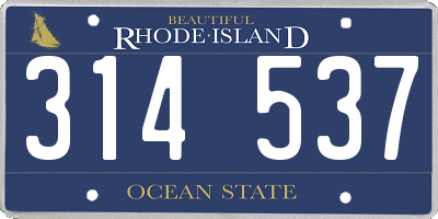 RI license plate 314537