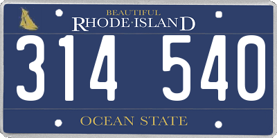 RI license plate 314540