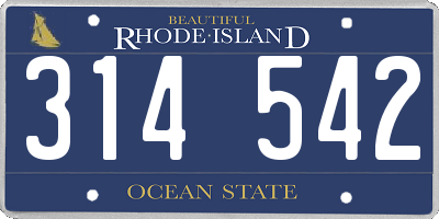 RI license plate 314542
