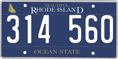 RI license plate 314560