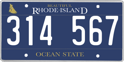 RI license plate 314567