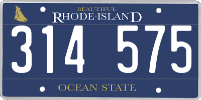 RI license plate 314575