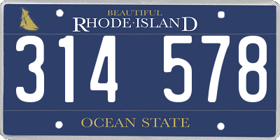 RI license plate 314578