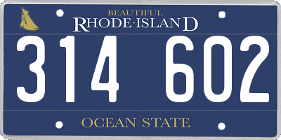 RI license plate 314602