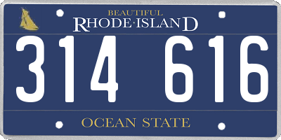 RI license plate 314616