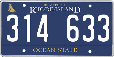 RI license plate 314633