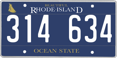 RI license plate 314634
