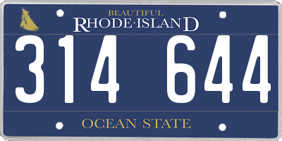 RI license plate 314644
