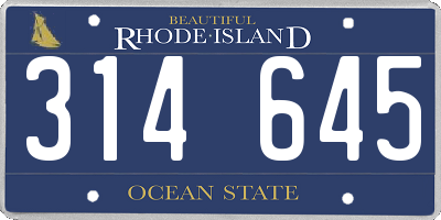 RI license plate 314645