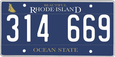 RI license plate 314669
