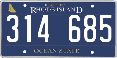 RI license plate 314685