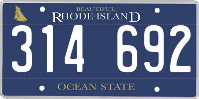RI license plate 314692