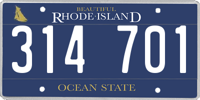 RI license plate 314701
