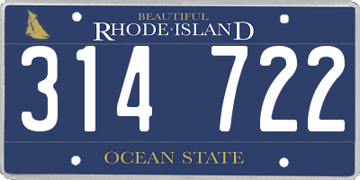 RI license plate 314722