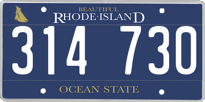 RI license plate 314730