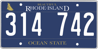 RI license plate 314742