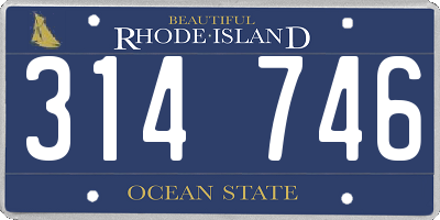 RI license plate 314746
