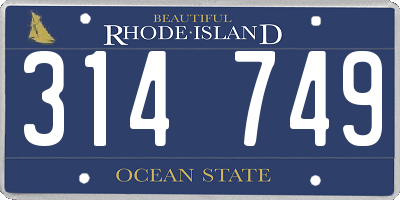 RI license plate 314749