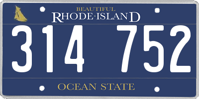 RI license plate 314752