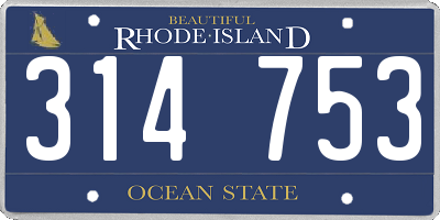 RI license plate 314753