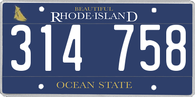 RI license plate 314758
