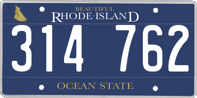 RI license plate 314762