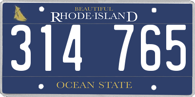 RI license plate 314765