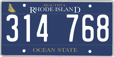RI license plate 314768