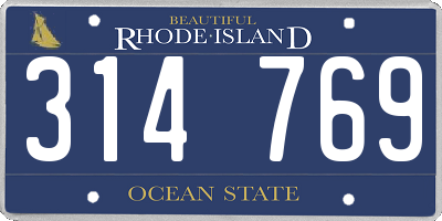 RI license plate 314769