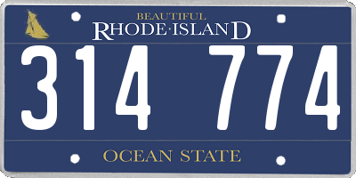 RI license plate 314774