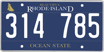 RI license plate 314785