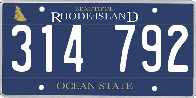 RI license plate 314792