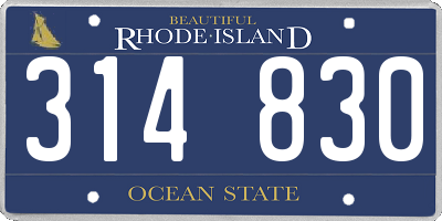 RI license plate 314830