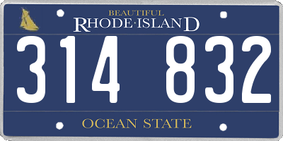 RI license plate 314832
