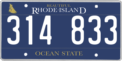 RI license plate 314833
