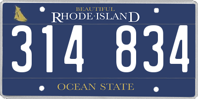 RI license plate 314834